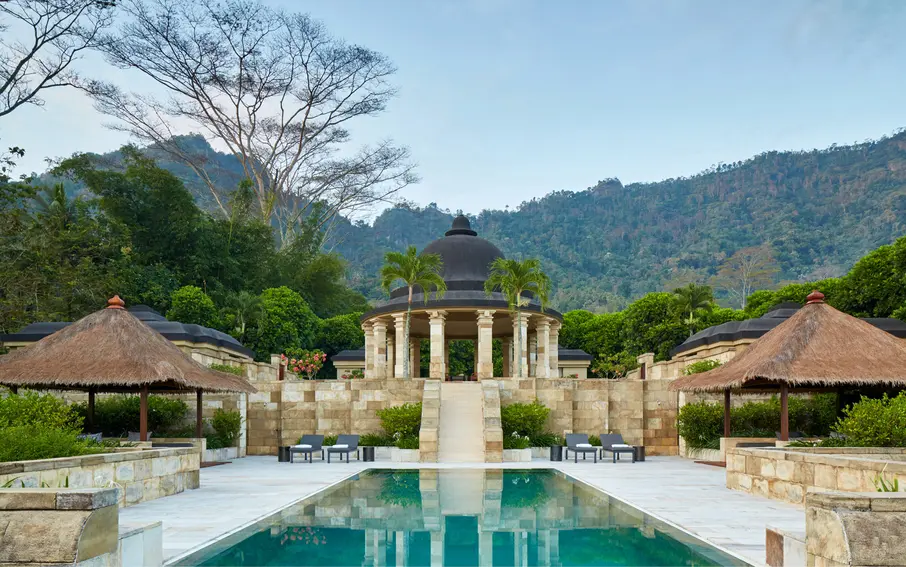 A private pavilion and reflecting pool