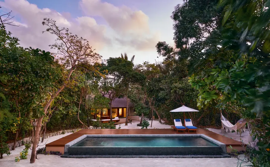 A private pool casita at dusk