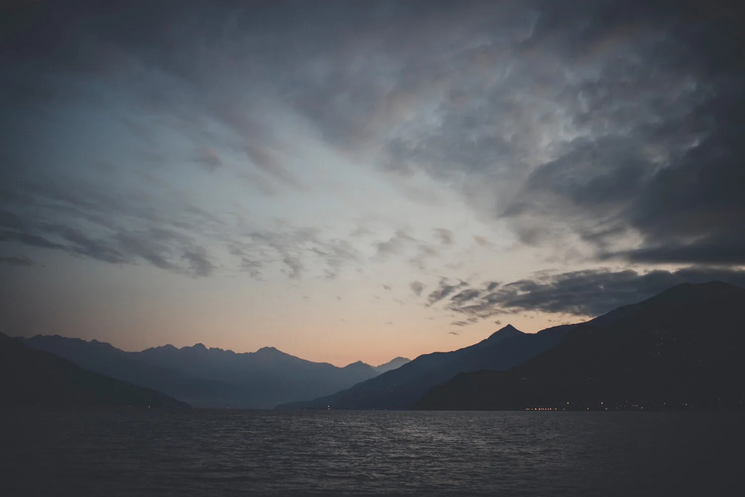 An Italian lake at dusk