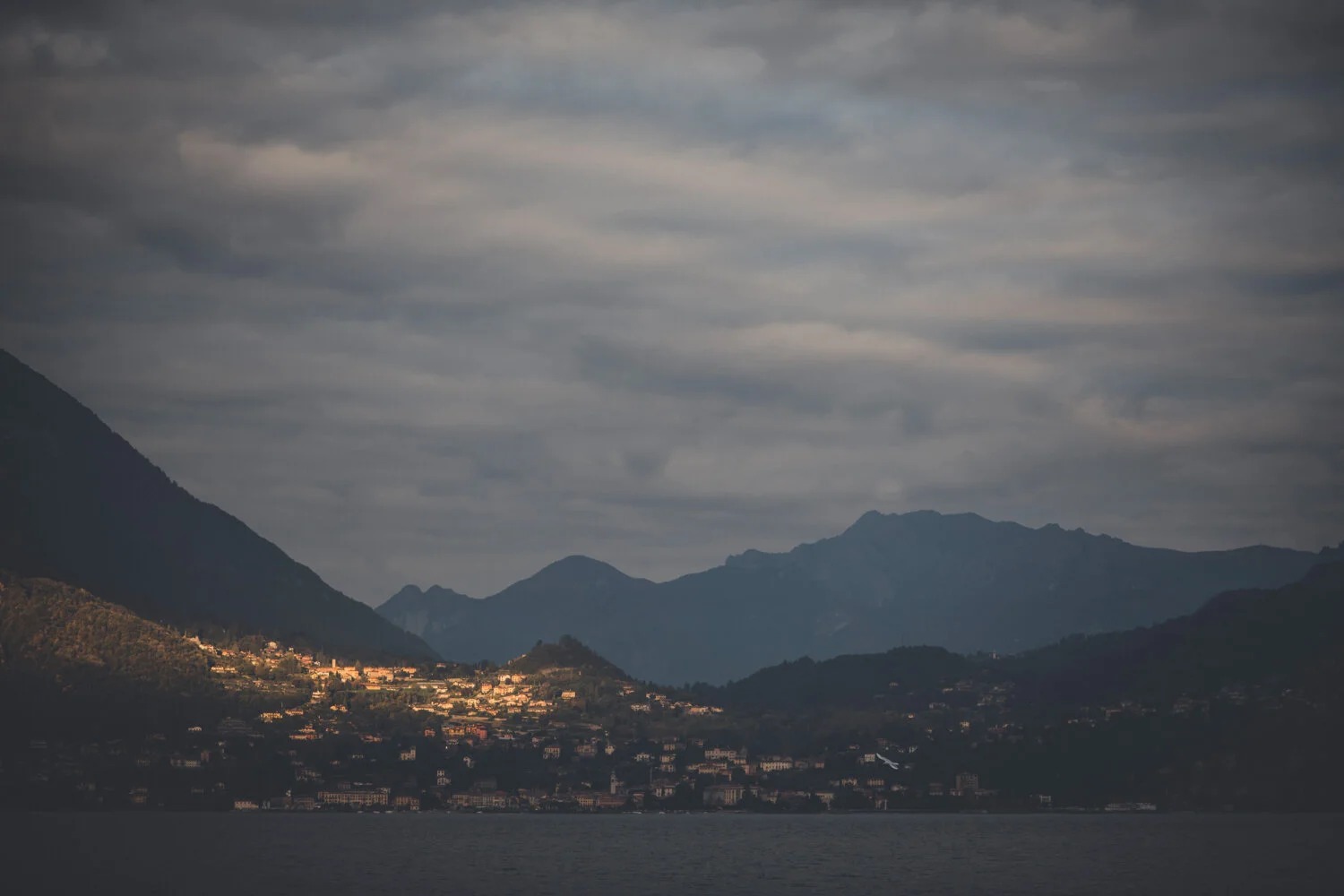 Mountains above an Italian lake
