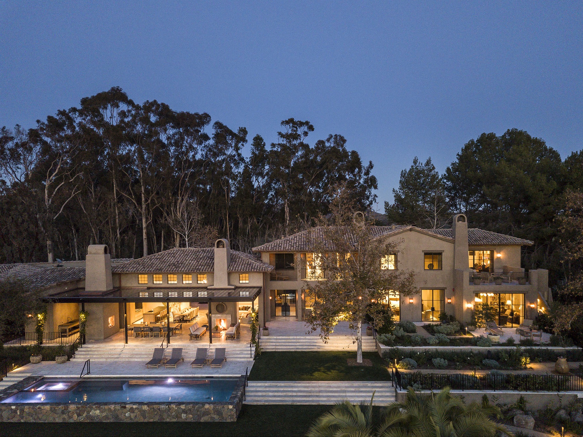 A private estate at dusk